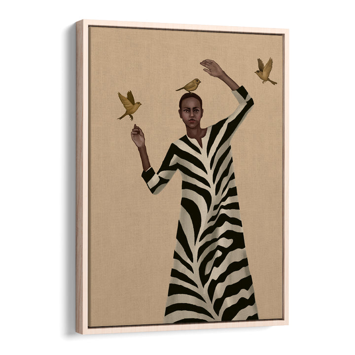 WOMAN WITH BIRDS & ZEBRA, SURREAL ART PRINTS