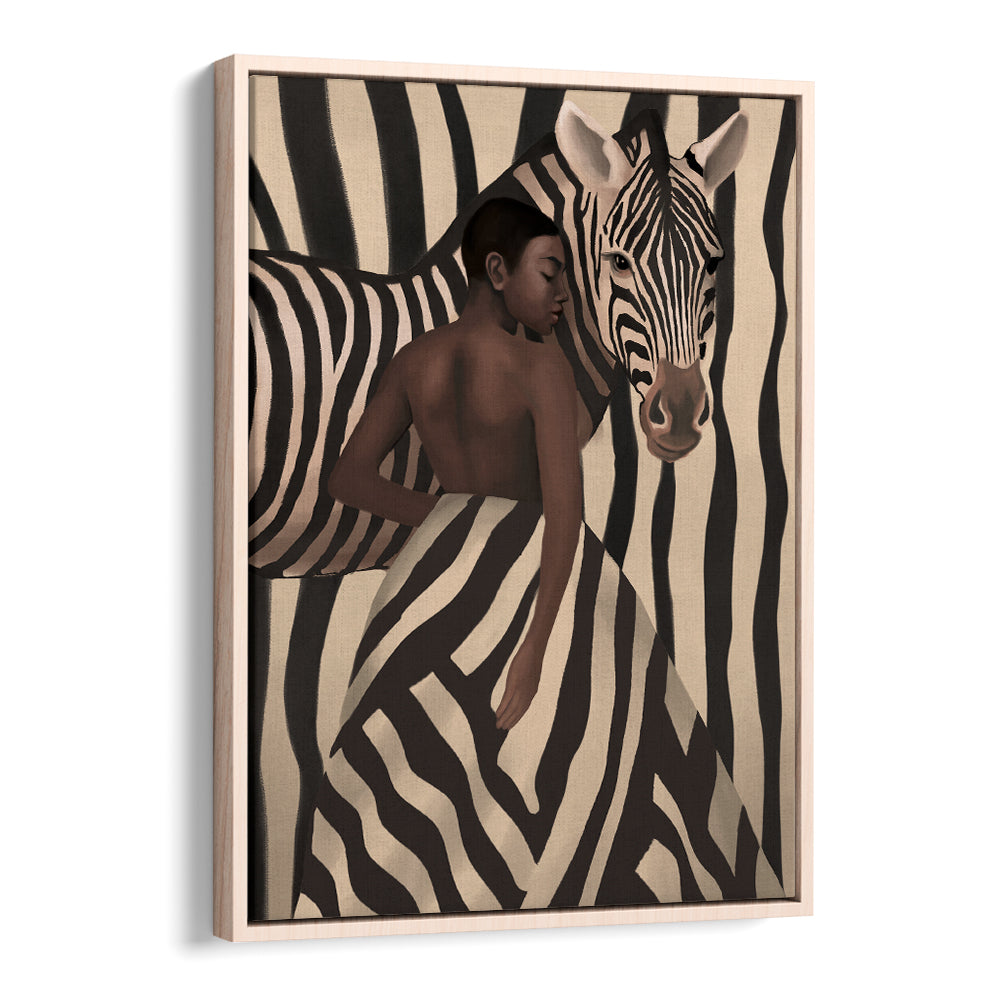 WOMAN AND ZEBRA, SURREAL ART PRINTS