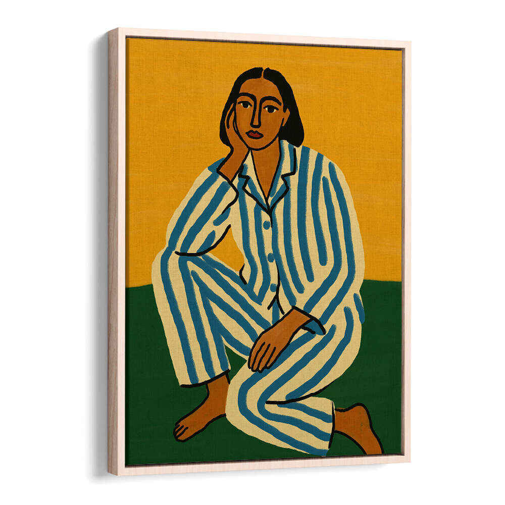 WOMAN IN STRIPED PAJAMAS , PORTRAITS & FIGURATIVE ILLUSTRATIONS