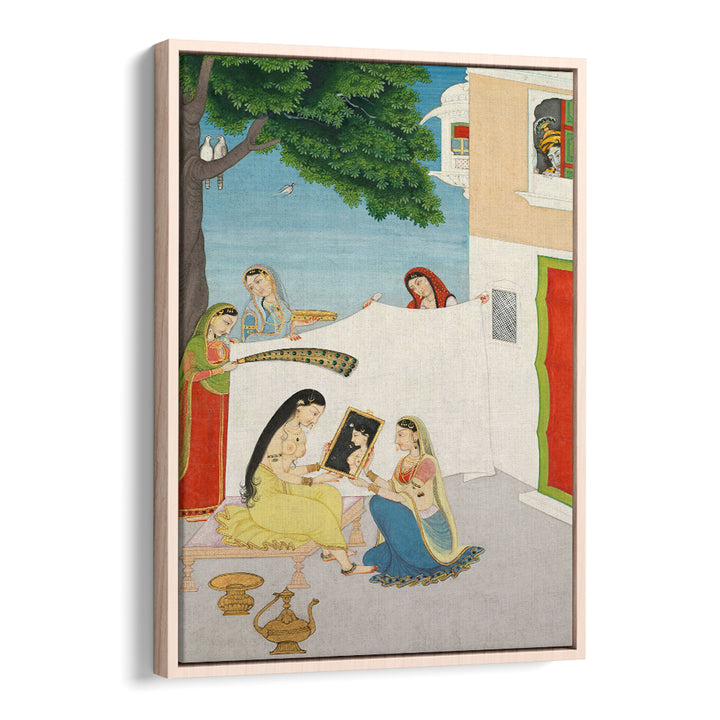 TOILETTE OF RADHA , INDIAN ART PAINTINGS