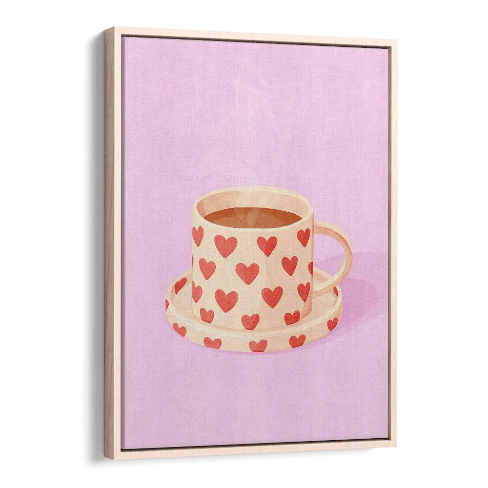 PINK HEART MUG WARM COFFEE