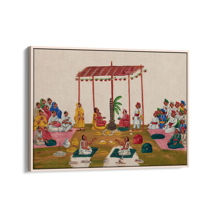 A MARRIAGE CEREMONY DURING 19TH CENTURY , INDIAN ART PAINTINGS
