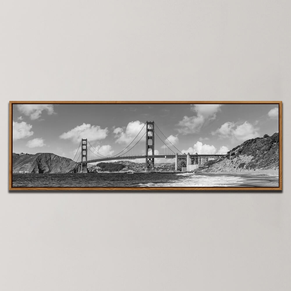 GOLDEN GATE BRIDGE BAKER BEACH MONOCHROME , PANORAMIC ART