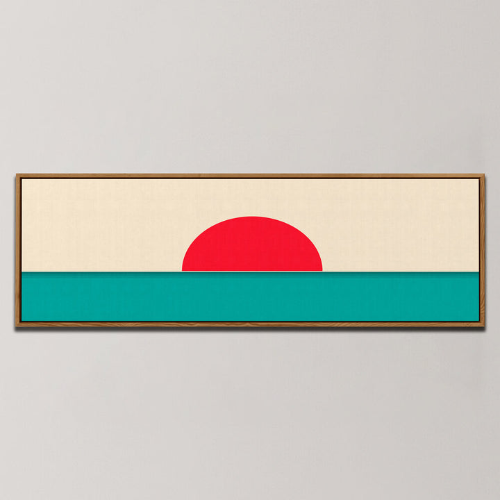 STYLIZED SUNSET OVER WAVES , PANORAMIC ART