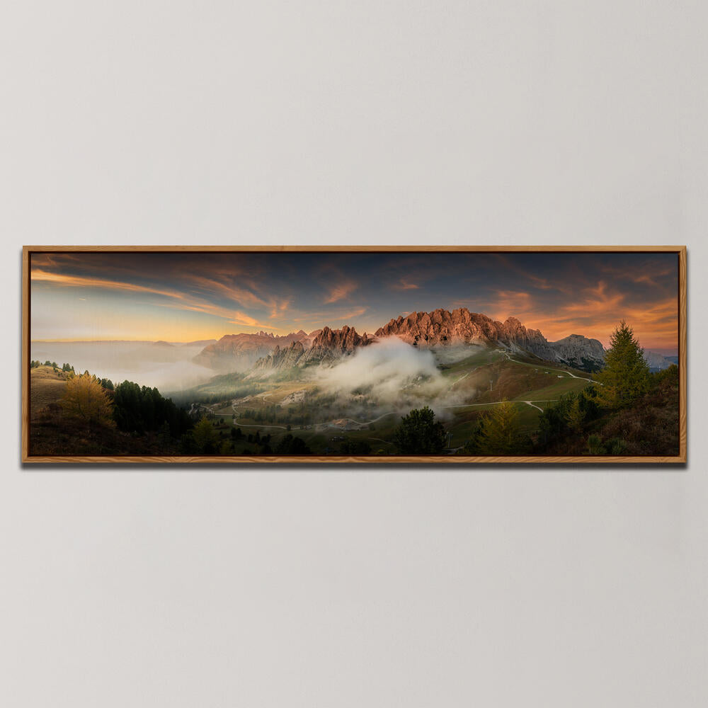GOLDEN MOMENT AT DOLOMITES , PANORAMIC ART