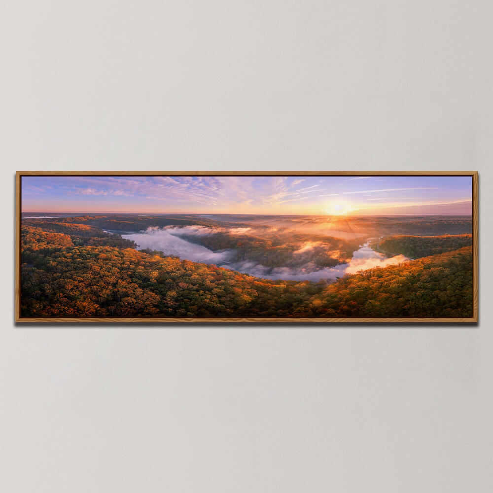 SUNRISE ON A MISTY MORNING , PANORAMIC ART