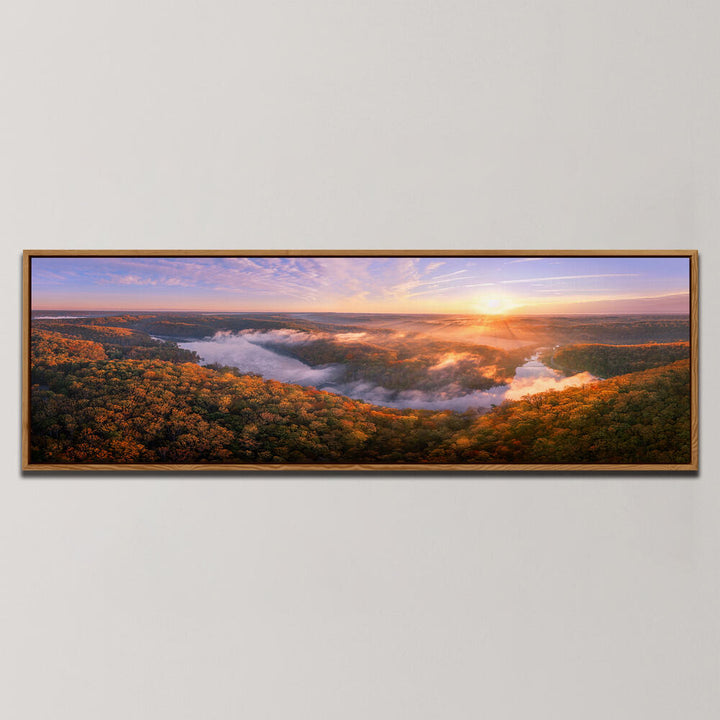 SUNRISE ON A MISTY MORNING , PANORAMIC ART