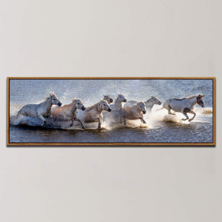 EIGHT WHITE HORESES , PANORAMIC ART
