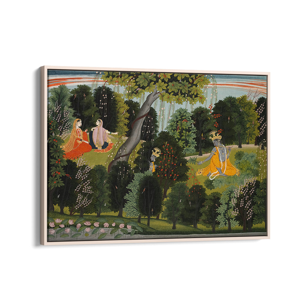 SAKHI PERSUADES RADHA TO MEET KRISHNA, , INDIAN ART PAINTINGS