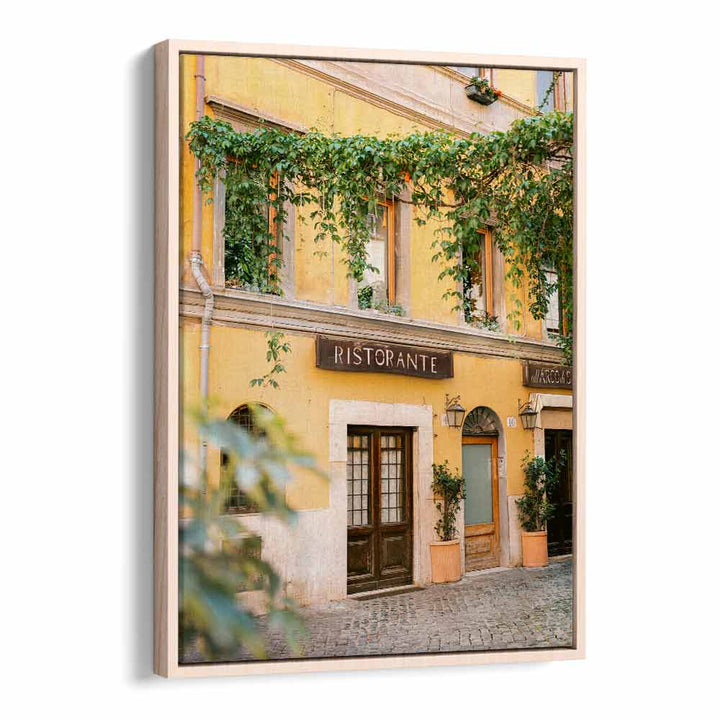 Stylish RISTORANTE TRASTEVERE ROME, PHOTOGRAPHY PRINTS showcasing the charming exterior of a Roman dining spot.