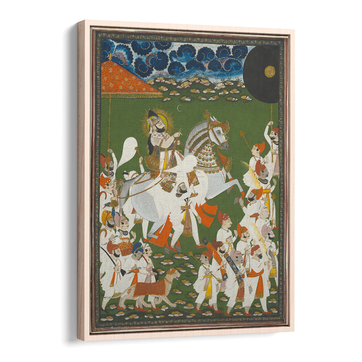 MAHARANA BHIM SINGH IN PROCESSION BY GHASI , INDIAN ART PAINTINGS