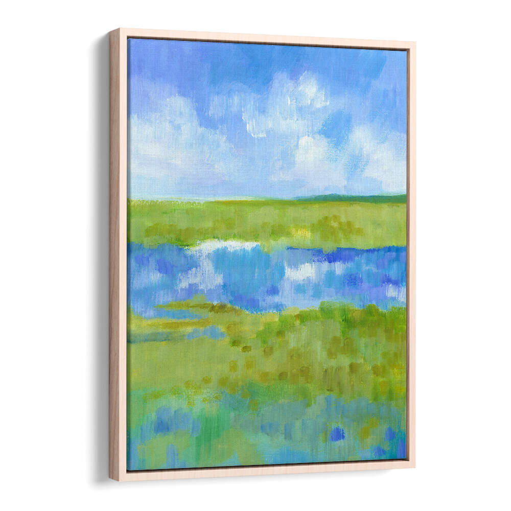 ABSTRACT GREEN BLUE LANDSCAPE , LANDSCAPE PAINTINGS