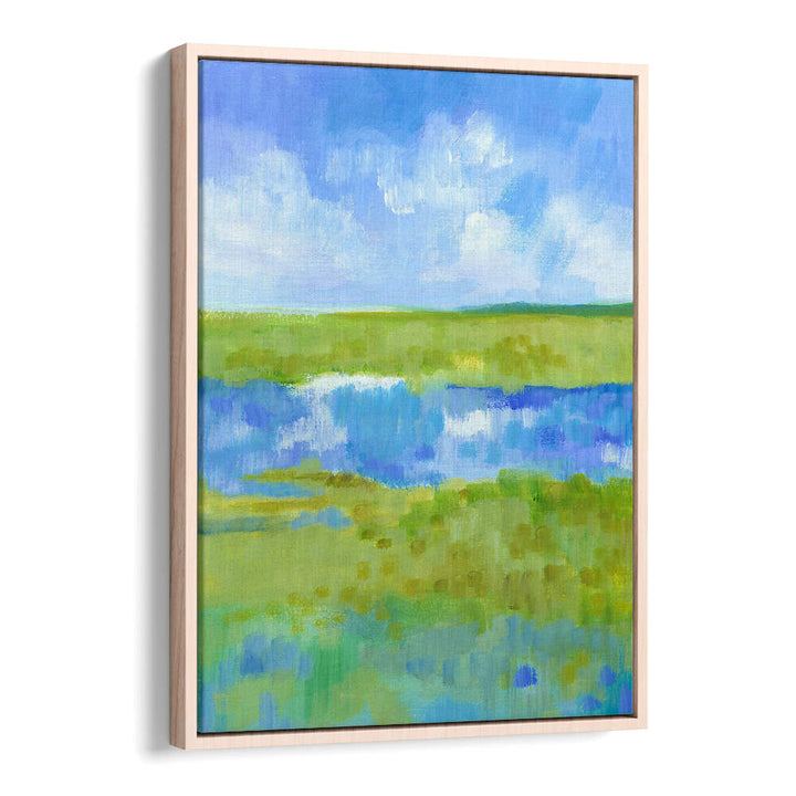 ABSTRACT GREEN BLUE LANDSCAPE , LANDSCAPE PAINTINGS
