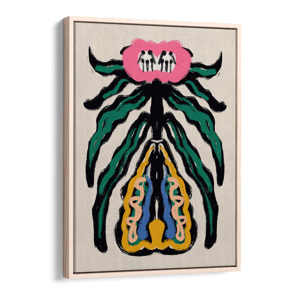 SYMMETRICAL DESIGN WITH A PINK FLOWER , FLORAL FLOWER PAINTINGS