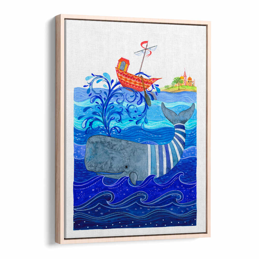 WHIMSICAL WHALE RIDE , KIDS ROOM PAINTINGS