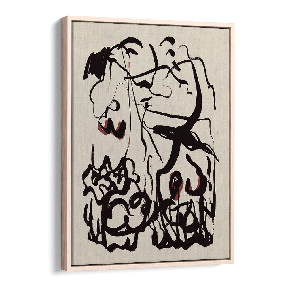 BLACK LINES AND SUBTLE RED ACCENTS , ABSTRACT PAINTINGS