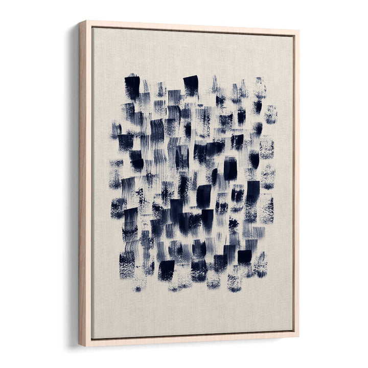 Abstract Navy Rain on Cream showcases modern artistry with rich navy and soft cream tones in elegant abstract paintings.