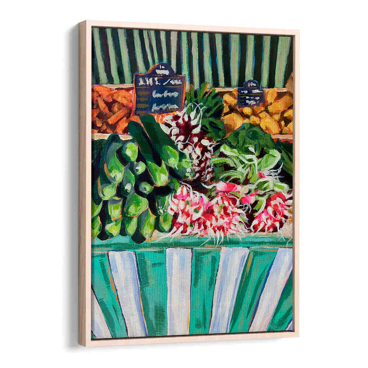 RAVISHING RADISHES , KITCHEN POSTERS Oakwood — illustrated radishes at a market stall with green striped awning