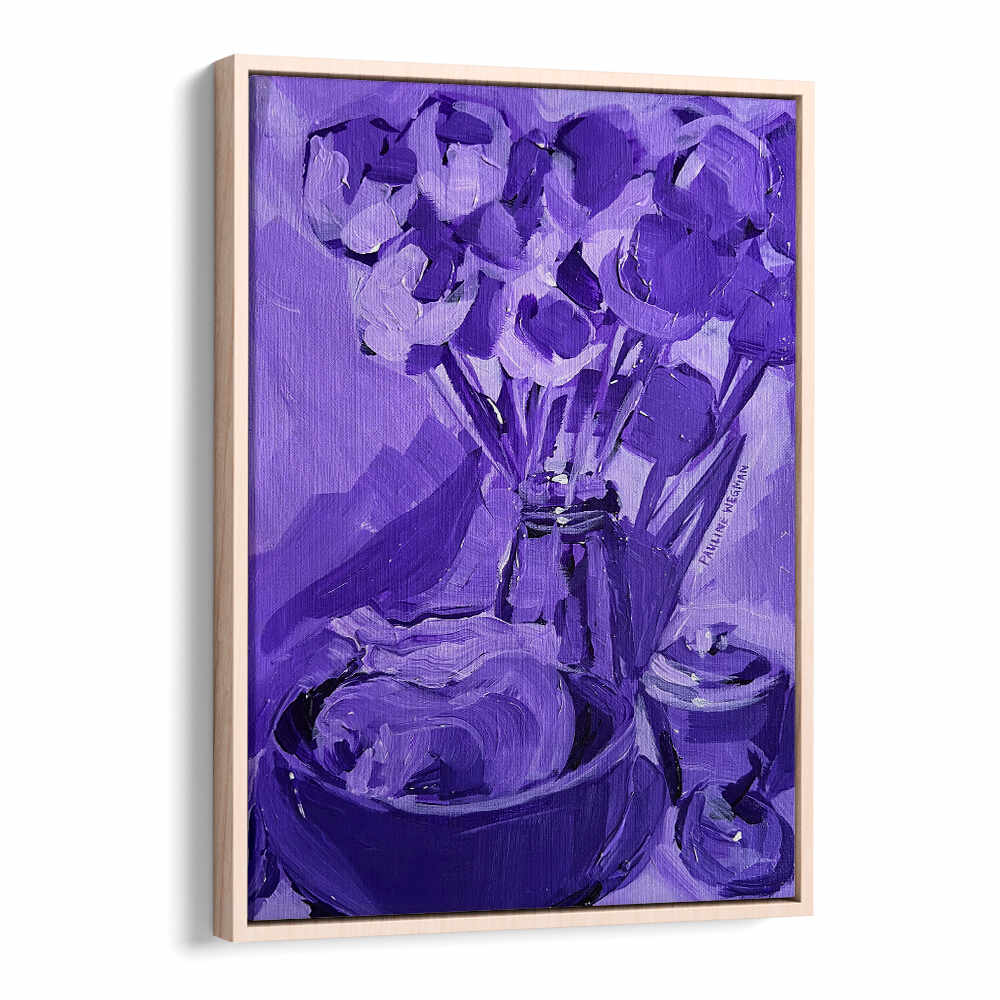PURPLE VALUE STUDY , KITCHEN POSTERS Oakwood framed purple floral still life print for modern kitchen decor