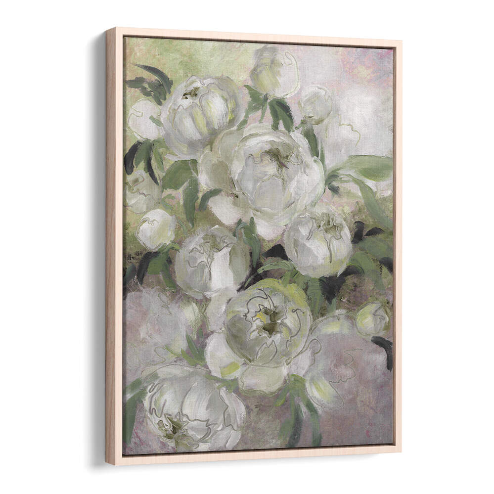 SADY PAINTERLY FLORALS IN GREEN , FLORAL FLOWER PAINTINGS