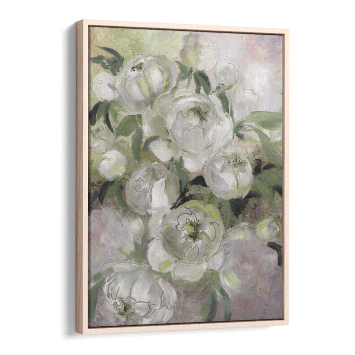 SADY PAINTERLY FLORALS IN GREEN , FLORAL FLOWER PAINTINGS