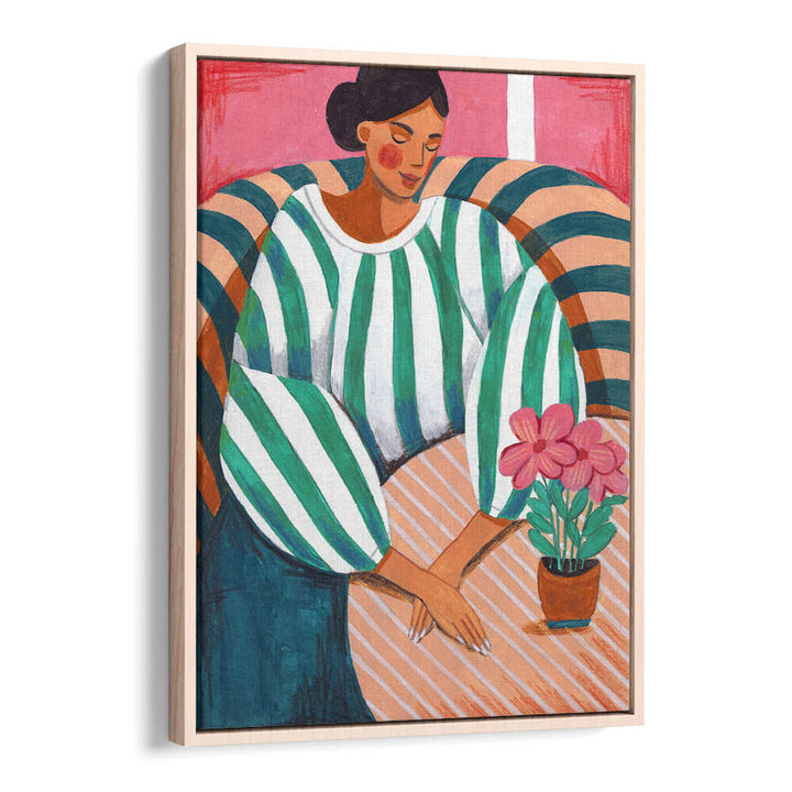 WOMAN IN STRIPES IN THOUGHT , PORTRAITS & FIGURATIVE ILLUSTRATIONS