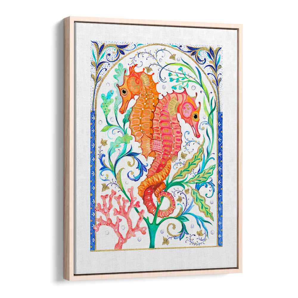 TWO VIBRANT SEAHORSES , BEACH PAINTINGS