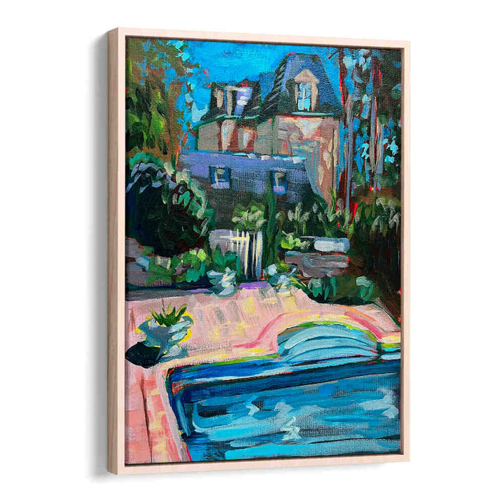 CHÂTEAU DE LA VIGNE , LANDSCAPE PAINTINGS — Oakwood: vibrant vineyard château with sunlit rows, garden terrace and pool