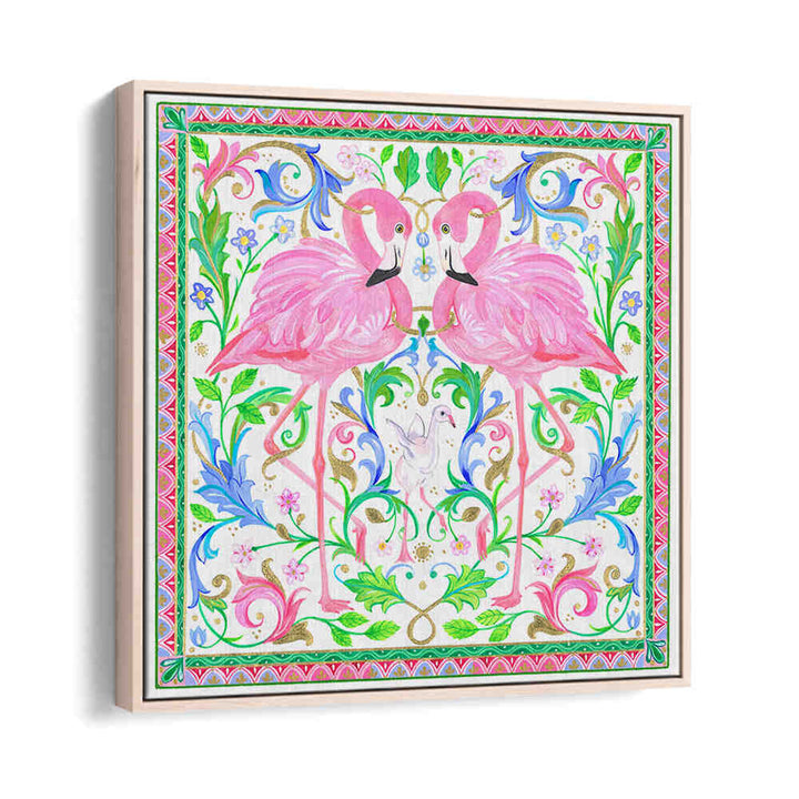 TWO PINK FLAMINGOS , ANIMAL PAINTINGS