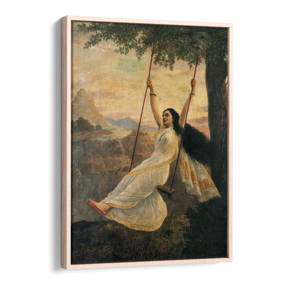 MOHINI ON A SWING , INDIAN ART PAINTINGS