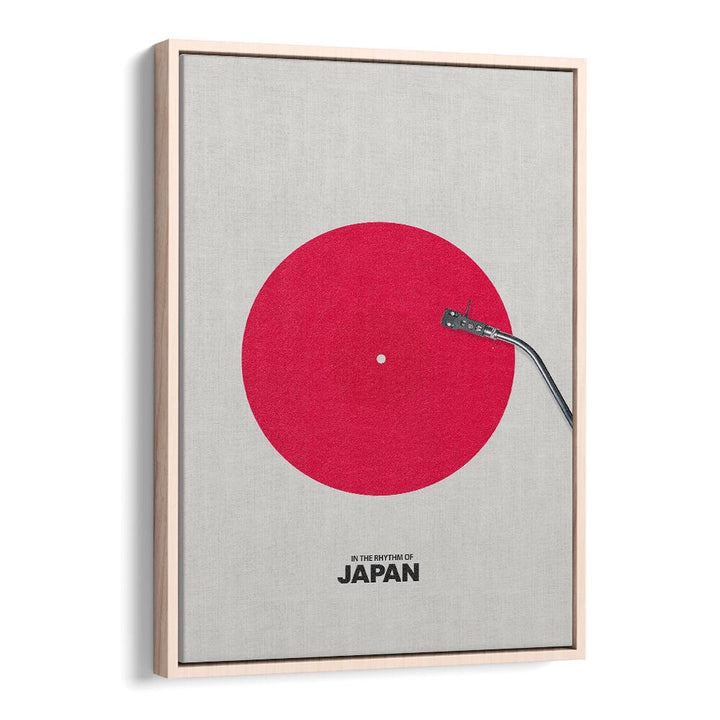 Modern design featuring JAPAN RHYTHM, JAPANESE PAINTINGS with a striking red circle and vinyl record motif.