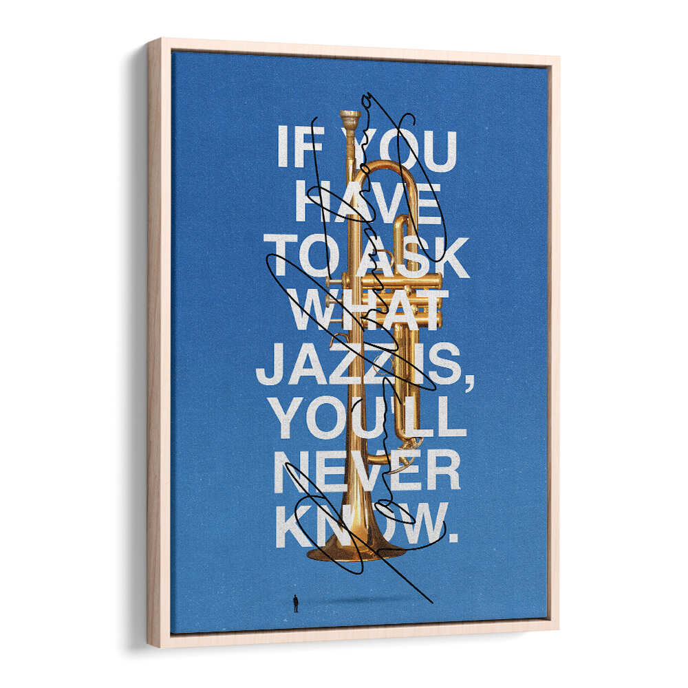 Stylish LOUIS, MUSIC POSTERS featuring a trumpet and bold quote about jazz, perfect for music lovers.
