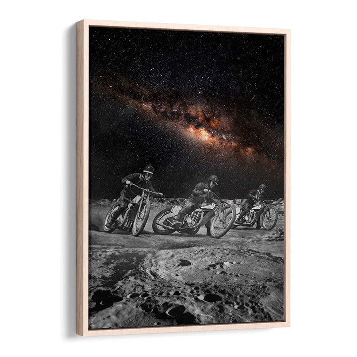 Riders, surreal art prints showcasing motorcyclists racing under a stunning starry sky backdrop. Perfect for any space.