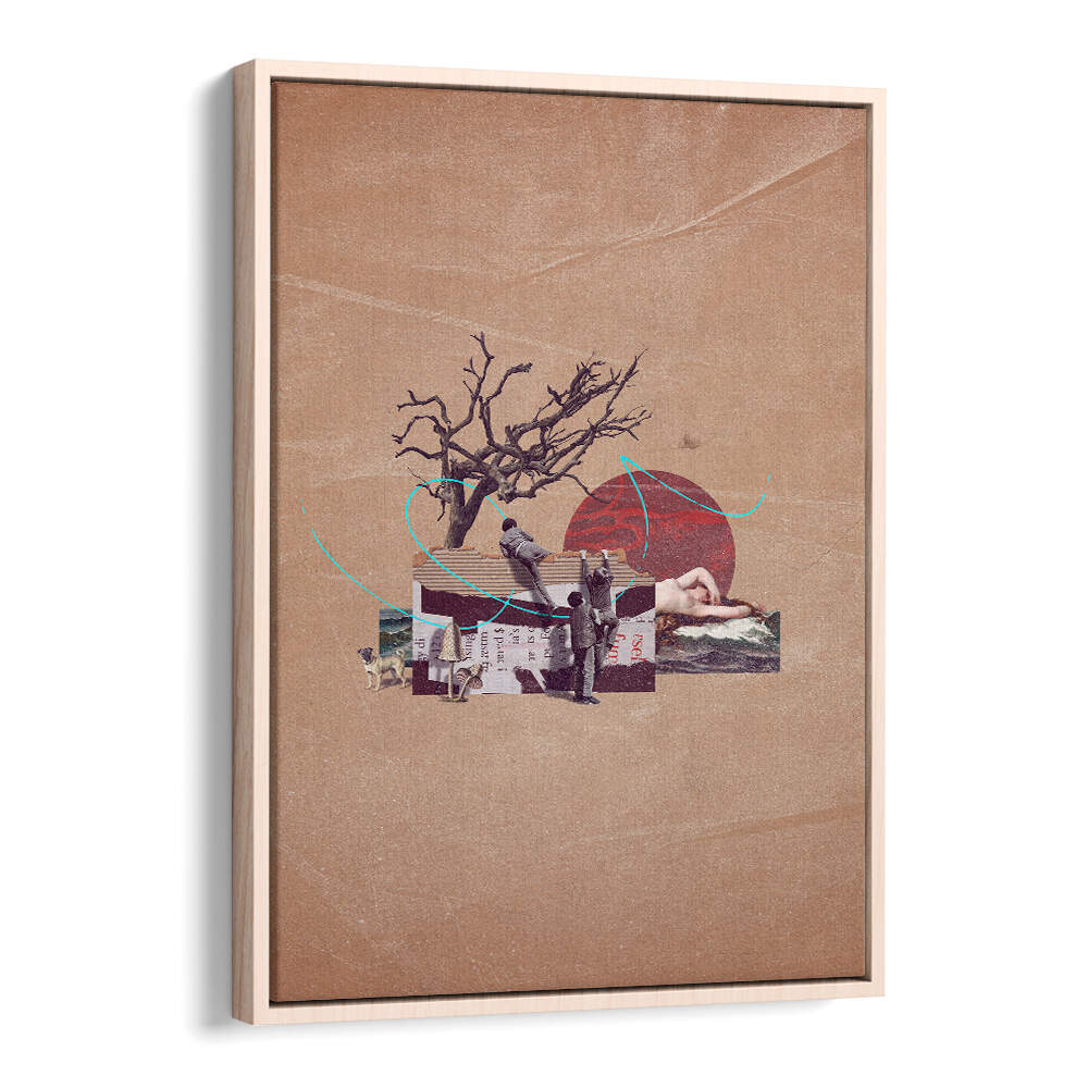Unique SECRET, SURREAL ART PRINTS featuring a collage of whimsical elements and natural motifs, perfect for any space.