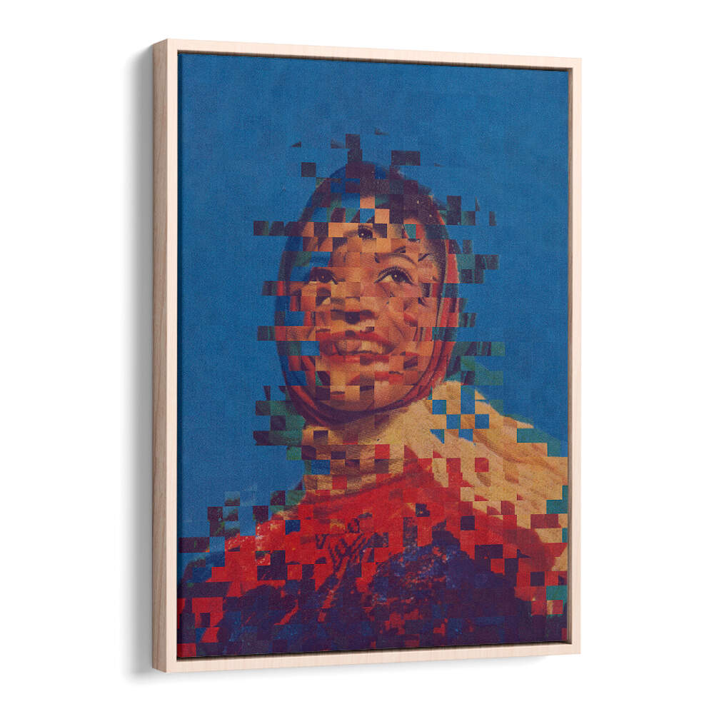 Surreal art print "THE ONE" features a vibrant, fragmented portrait, perfect for modern decor.