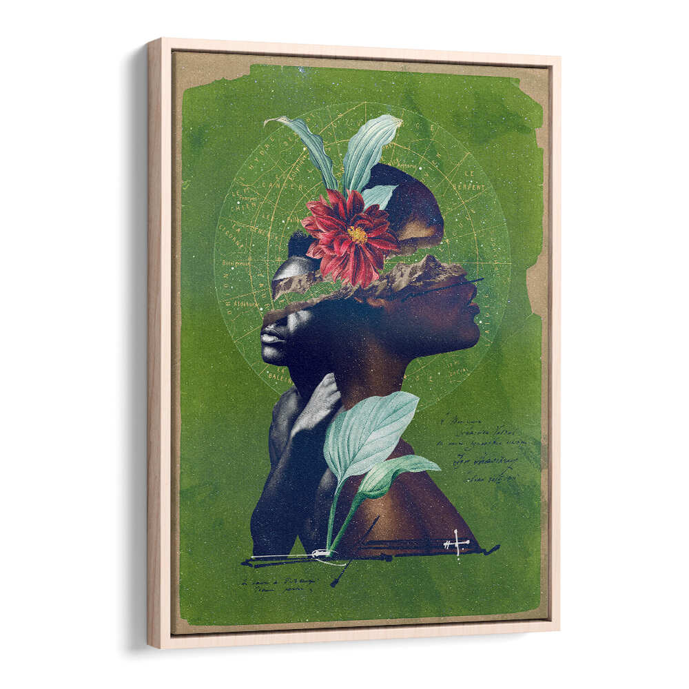 Surreal art print "THE ROOTS, SURREAL ART PRINTS" features vibrant colors and nature-inspired elements.