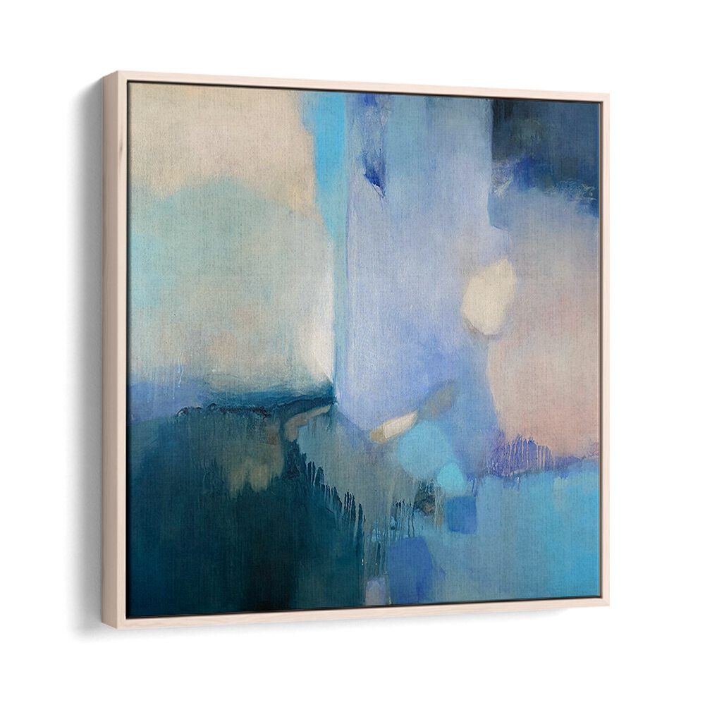 FROZEN HAZE, ABSTRACT PAINTINGS in soothing blue tones, perfect for modern decor enthusiasts seeking elegance.