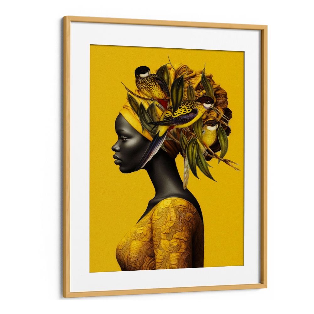 AFRICAN WOMAN GOLDEN BIRDS