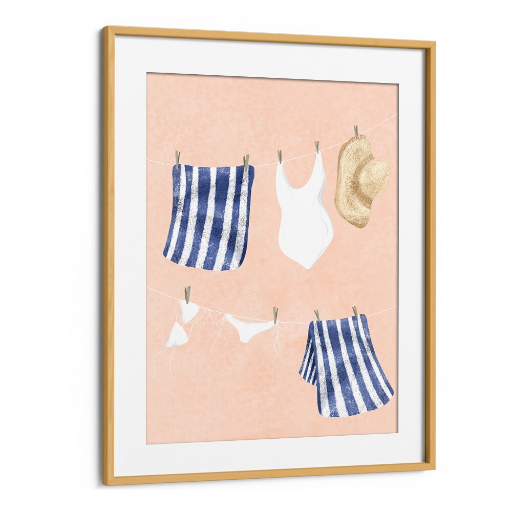 Playful AFTER THE SWIM, KIDS ROOM PAINTINGS featuring swimsuits and towels on a clothesline, perfect for a vibrant kids' space.