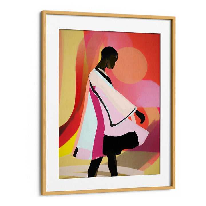 Colorful ABSTRACT ART SUNSET GIRL, PORTRAITS showcasing abstract emotions and a vibrant sunset backdrop for your space.