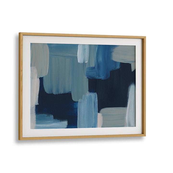 Oakwood Mount BRUSH STROKES , ABSTRACT PAINTINGS framed blue and navy textured brushstroke wall art