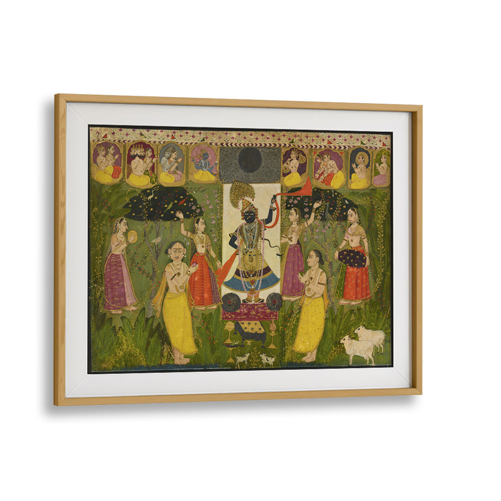 WORSHIP OF SHRI NATHJI , INDIAN ART PAINTINGS