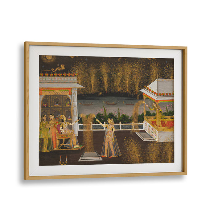 ROYAL WOMEN CELEBRATING DIWALI , INDIAN ART PAINTINGS