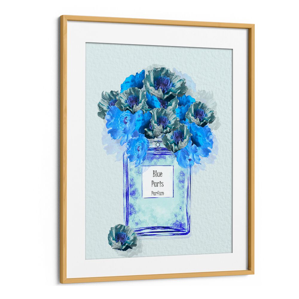 Elegant BLUE PARIS PARFUM fashion poster featuring a floral design, perfect for enhancing any aesthetic space.