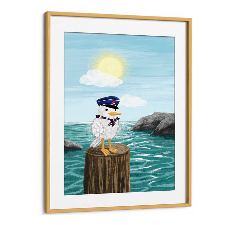 Whimsical CAPTAIN SEAGULL, KIDS ROOM PAINTINGS, perfect for brightening up your child's space.