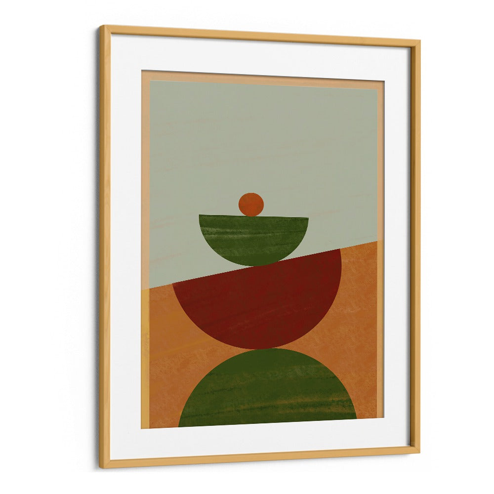 Stylish CONTEMPORARY GEOMETRIC II art print featuring layered shapes in earthy tones, perfect for modern decor.