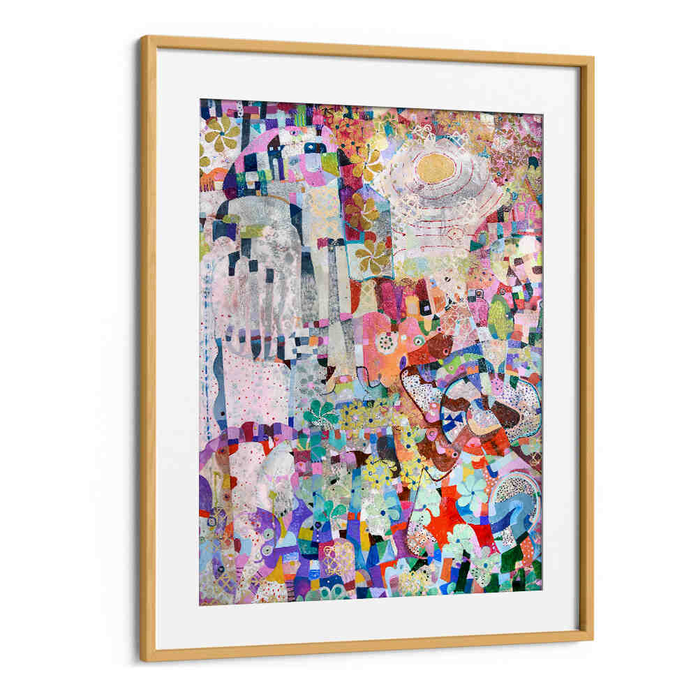 Oakwood Mount framed print from COVID SPRING , ABSTRACT PAINTINGS - layered color fields, textured gestural brushwork