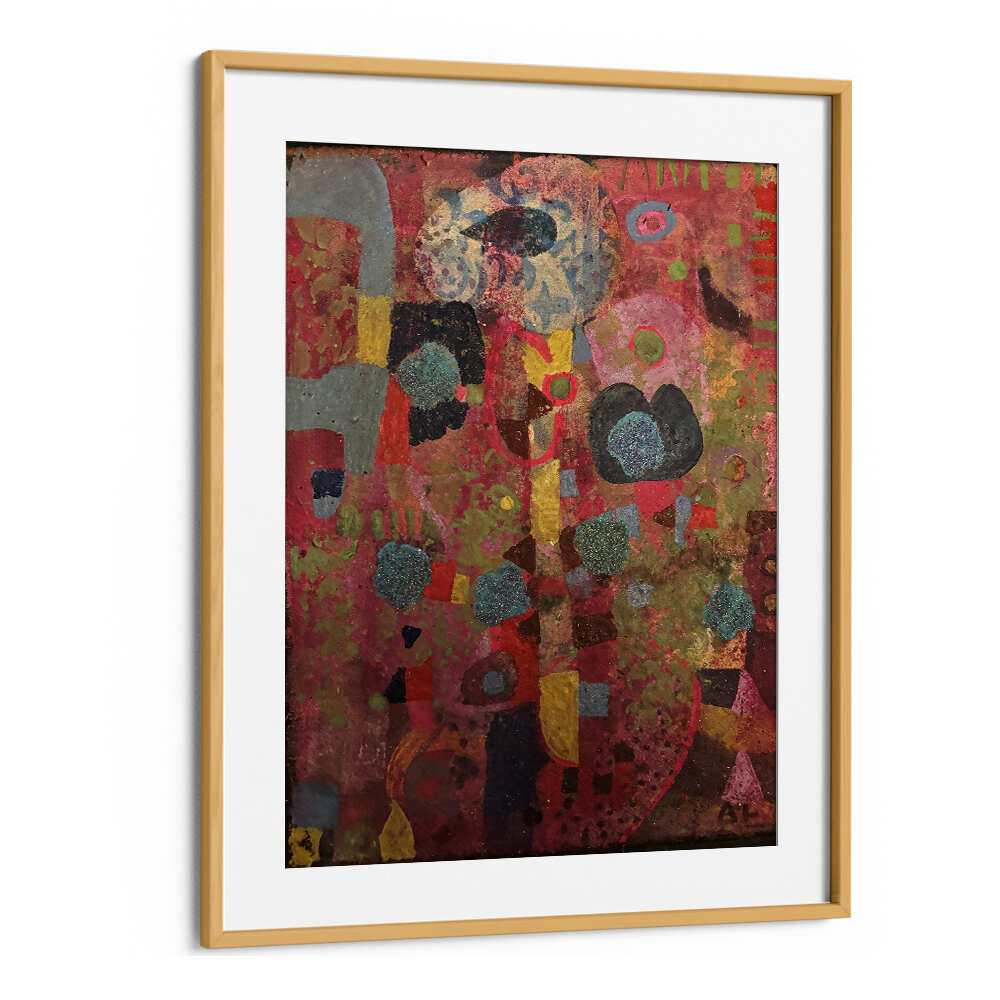 Oakwood Mount CRIMSON RHYTHM , ABSTRACT PAINTINGS framed bold crimson abstract with layered texture and dynamic movement