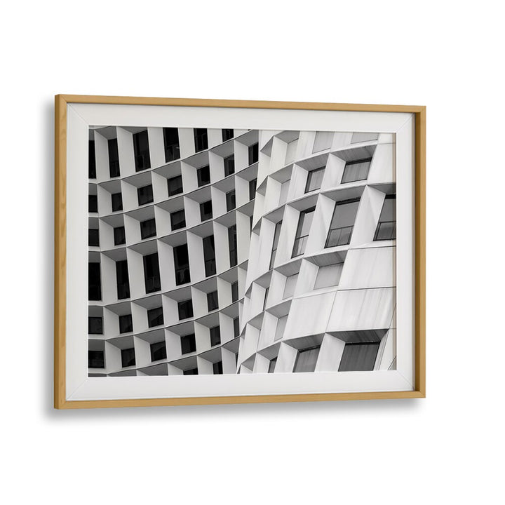 Stylish CURVED I, PHOTOGRAPHY PRINTS showcasing unique urban architecture in black and white for modern decor.