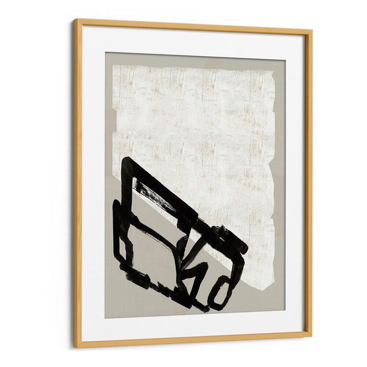 Stylish framed CONTEMPORARY I, ABSTRACT PAINTINGS featuring bold black lines and a textured background for modern decor.